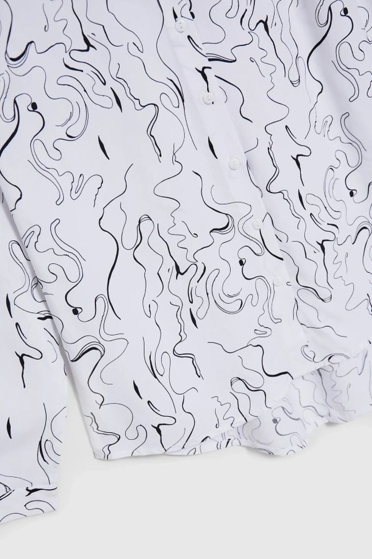 Koszula damska z długim rękawem, biała, Moodo