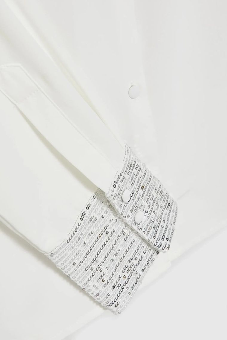 Koszula damska z długim rękawem, biała, Moodo