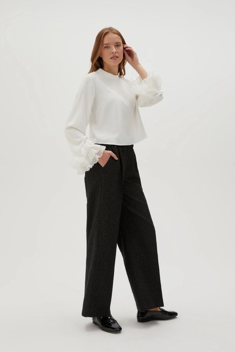 Koszula damska z długim rękawem, biała, Moodo