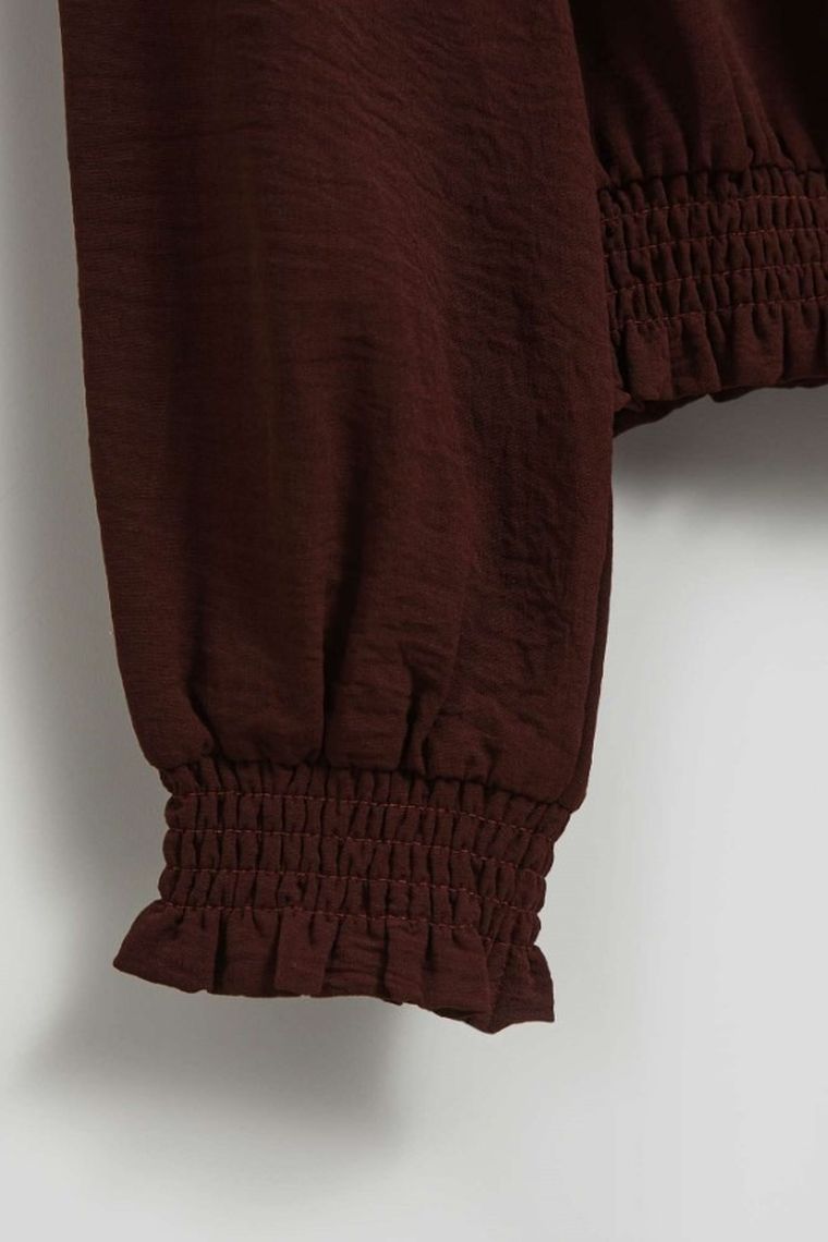 Koszula damska z długim rękawem, brązowa, Moodo