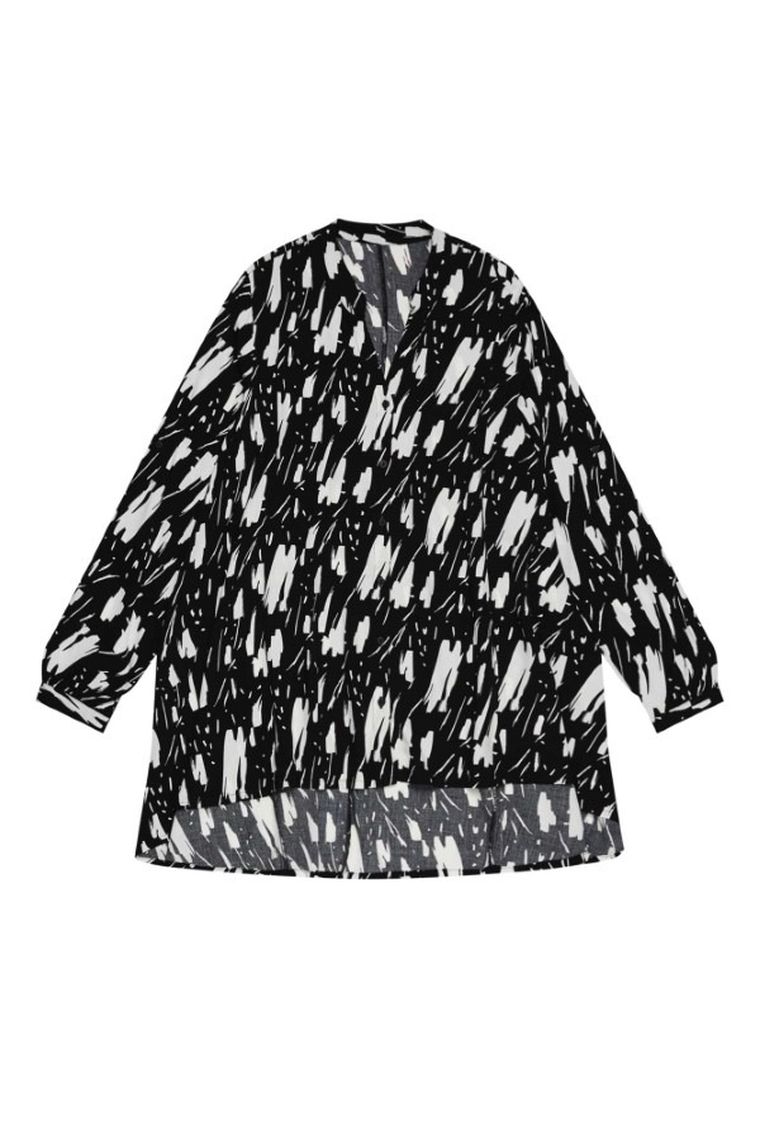 Koszula damska z długim rękawem, czarna, Moodo