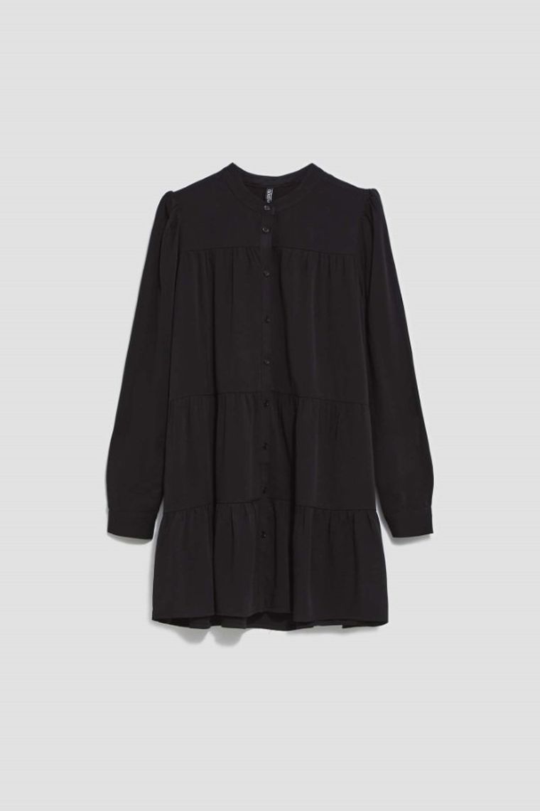 Koszula damska z długim rękawem, czarna, Moodo