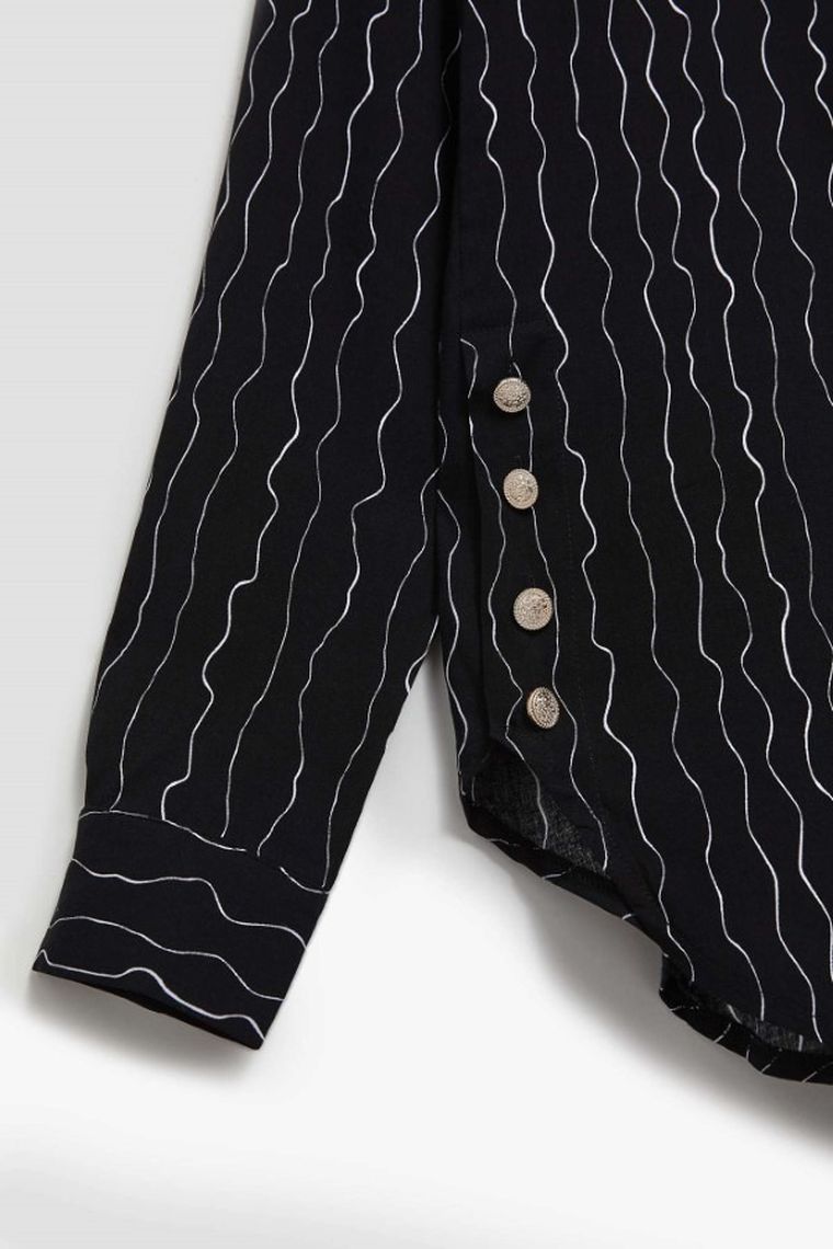 Koszula damska z długim rękawem, czarna, Moodo