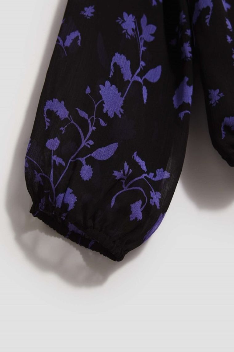 Koszula damska z długim rękawem, czarna, Moodo