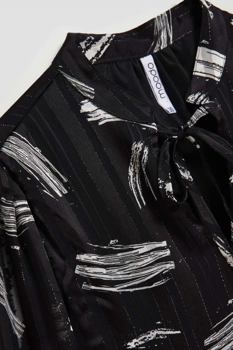 Koszula damska z długim rękawem, czarna, Moodo