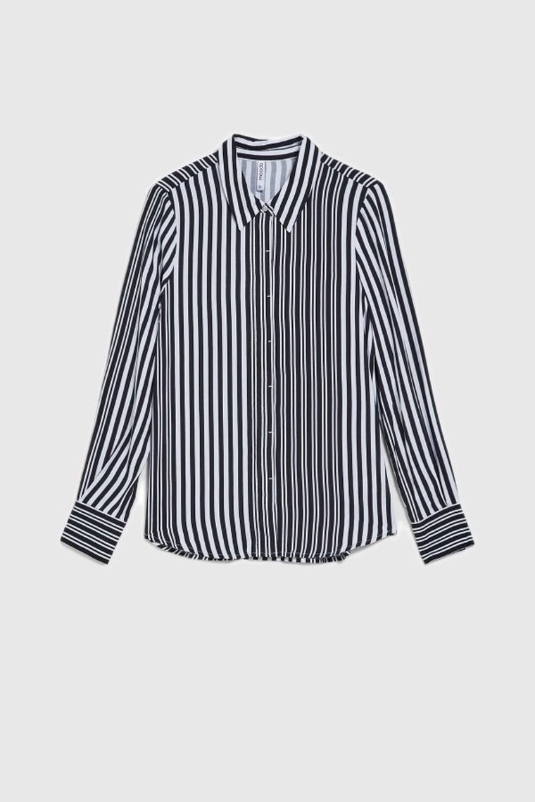 Koszula damska z długim rękawem, czarna, Moodo