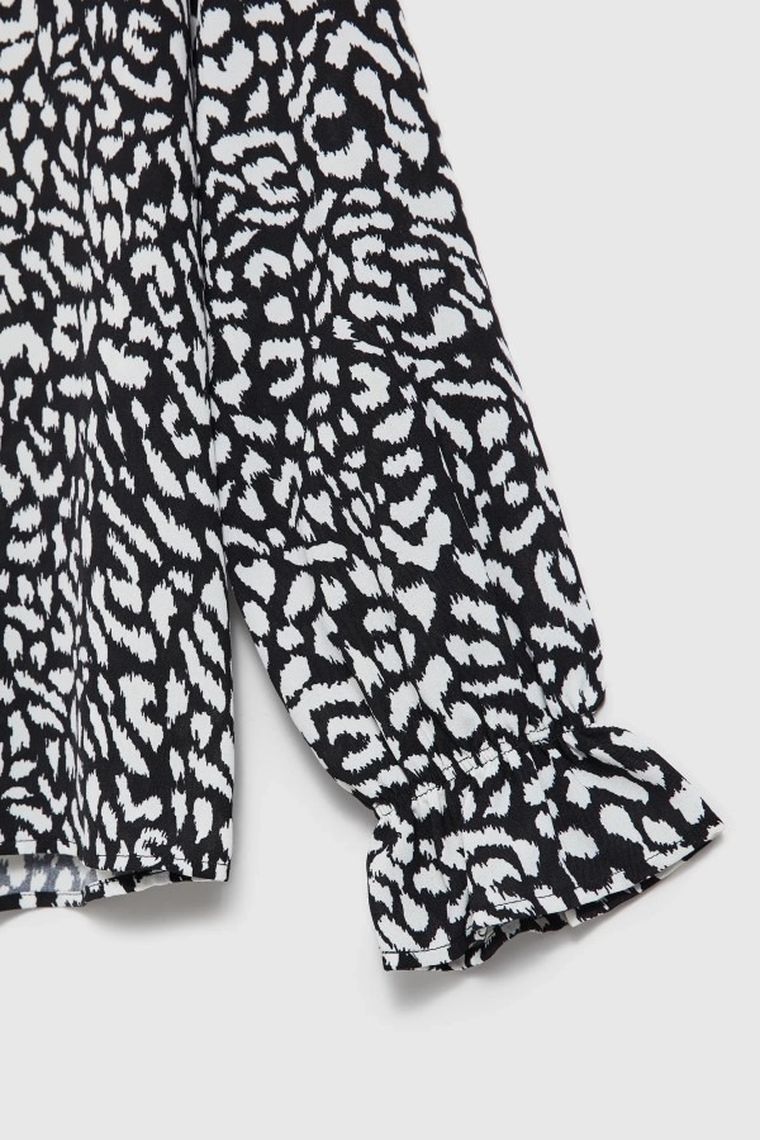 Koszula damska z długim rękawem, czarna, Moodo