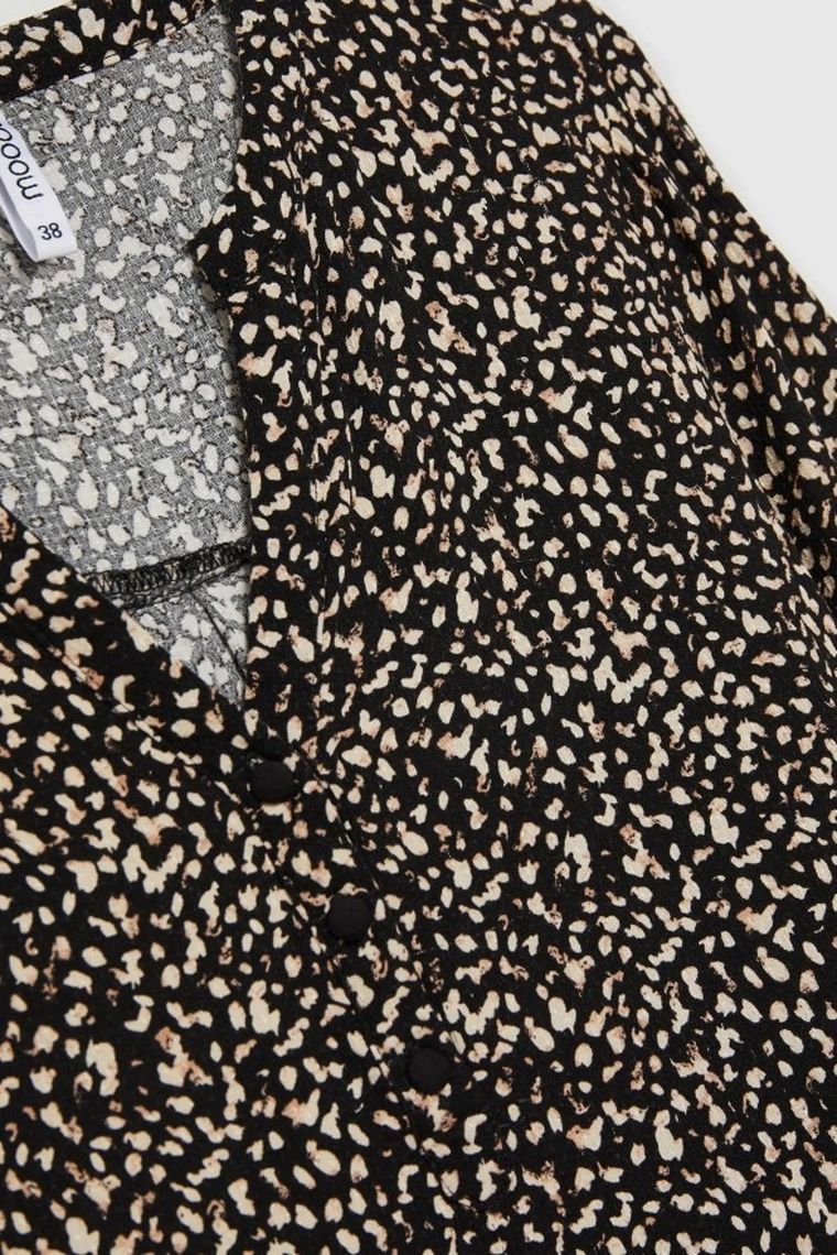 Koszula damska z długim rękawem, czarna, Moodo