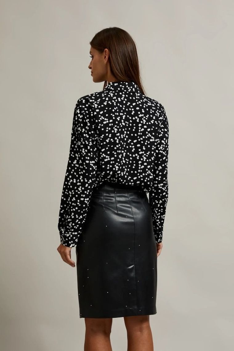 Koszula damska z długim rękawem, czarna, Moodo