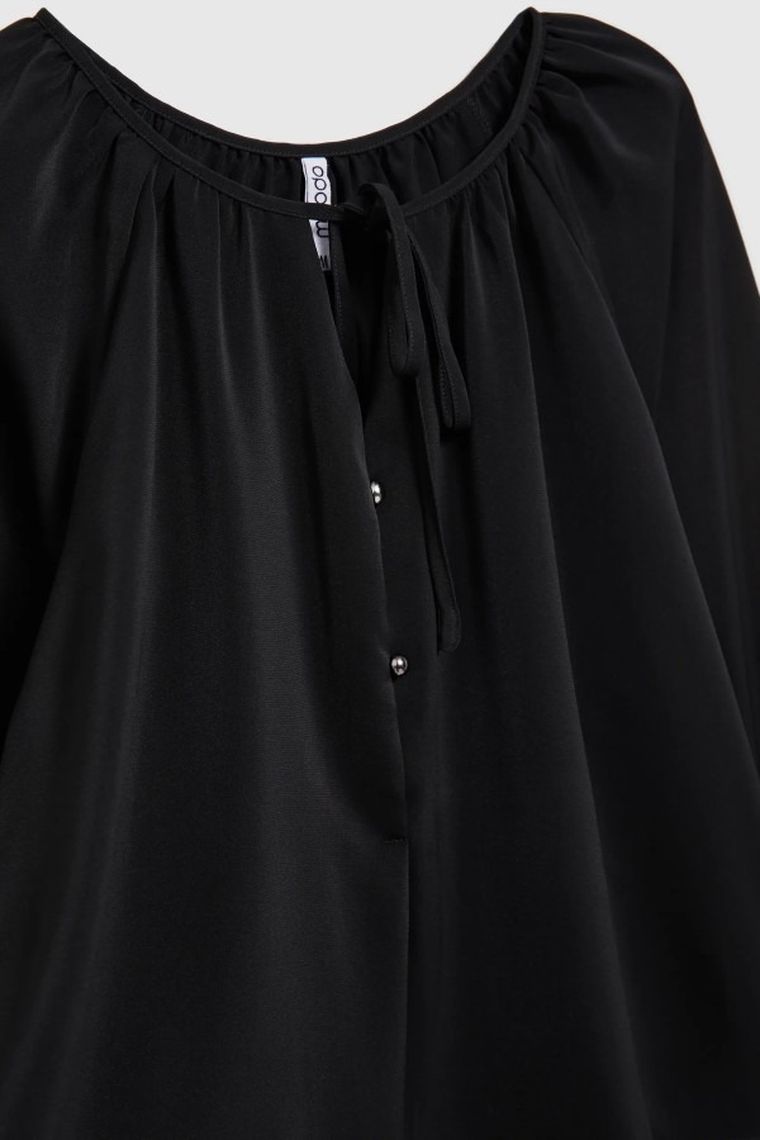 Koszula damska z długim rękawem, czarna, Moodo