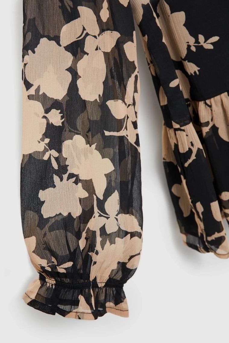 Koszula damska z długim rękawem, czarna, Moodo