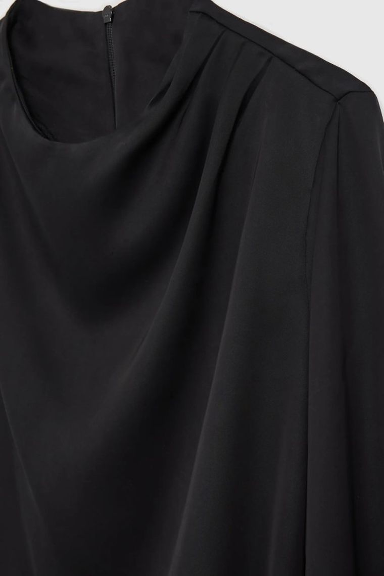 Koszula damska z długim rękawem, czarna, Moodo