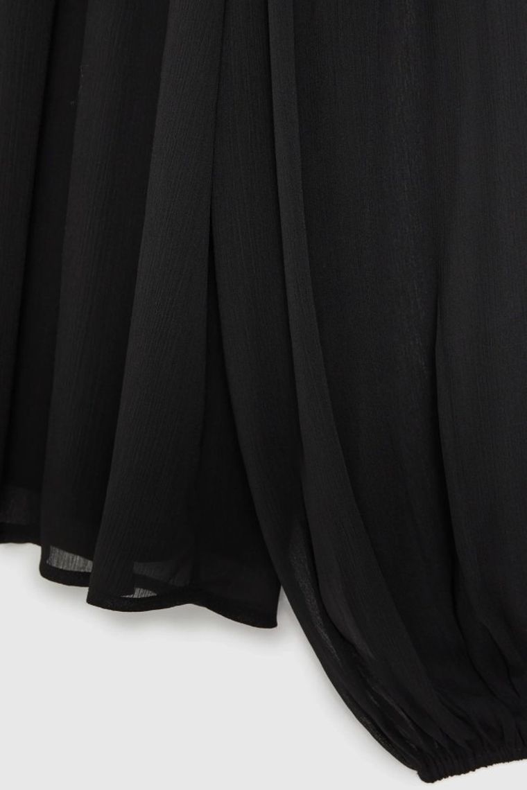 Koszula damska z długim rękawem, czarna, Moodo