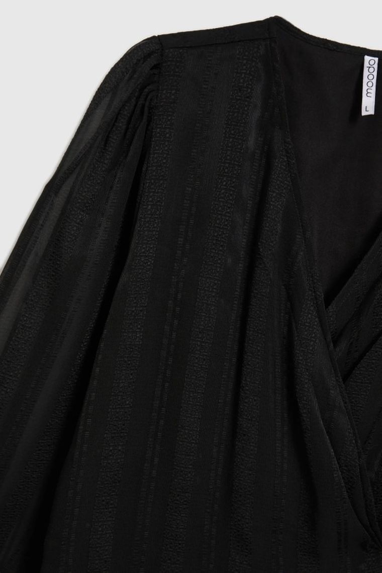 Koszula damska z długim rękawem, czarna, Moodo