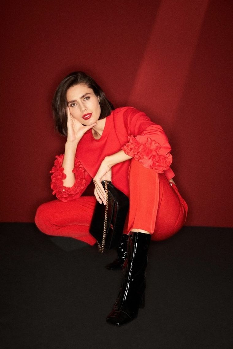 Koszula damska z długim rękawem, czerwona, Moodo