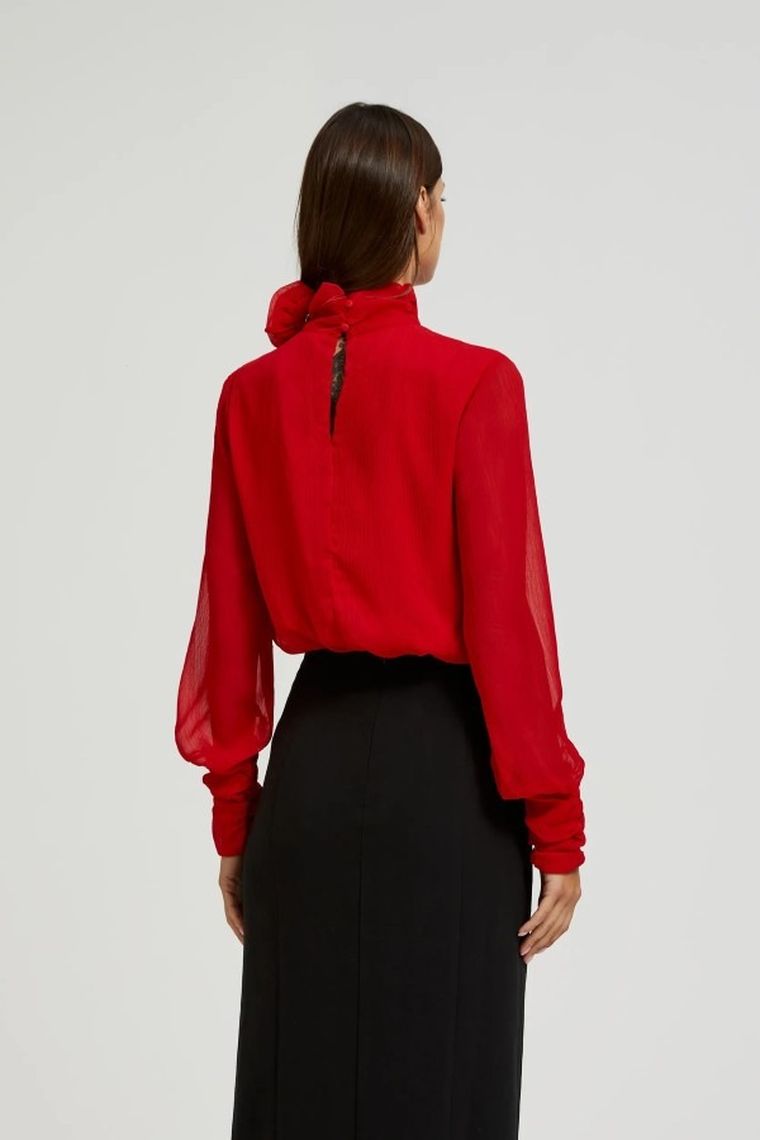 Koszula damska z długim rękawem, czerwona, Moodo