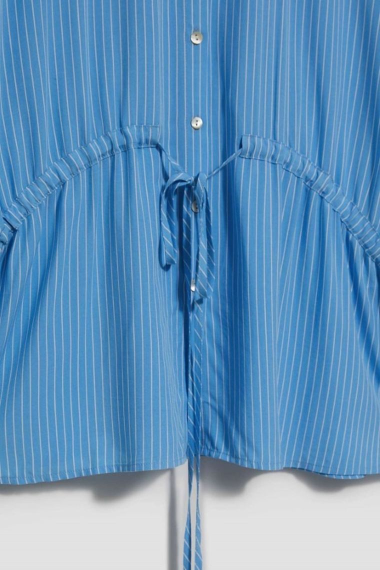 Koszula damska z długim rękawem, niebieska, Moodo