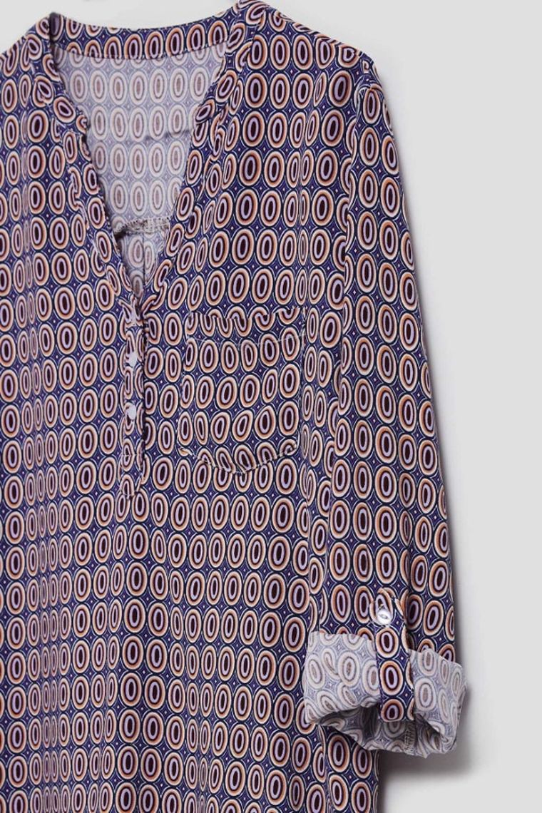 Koszula damska z długim rękawem, niebieska, Moodo