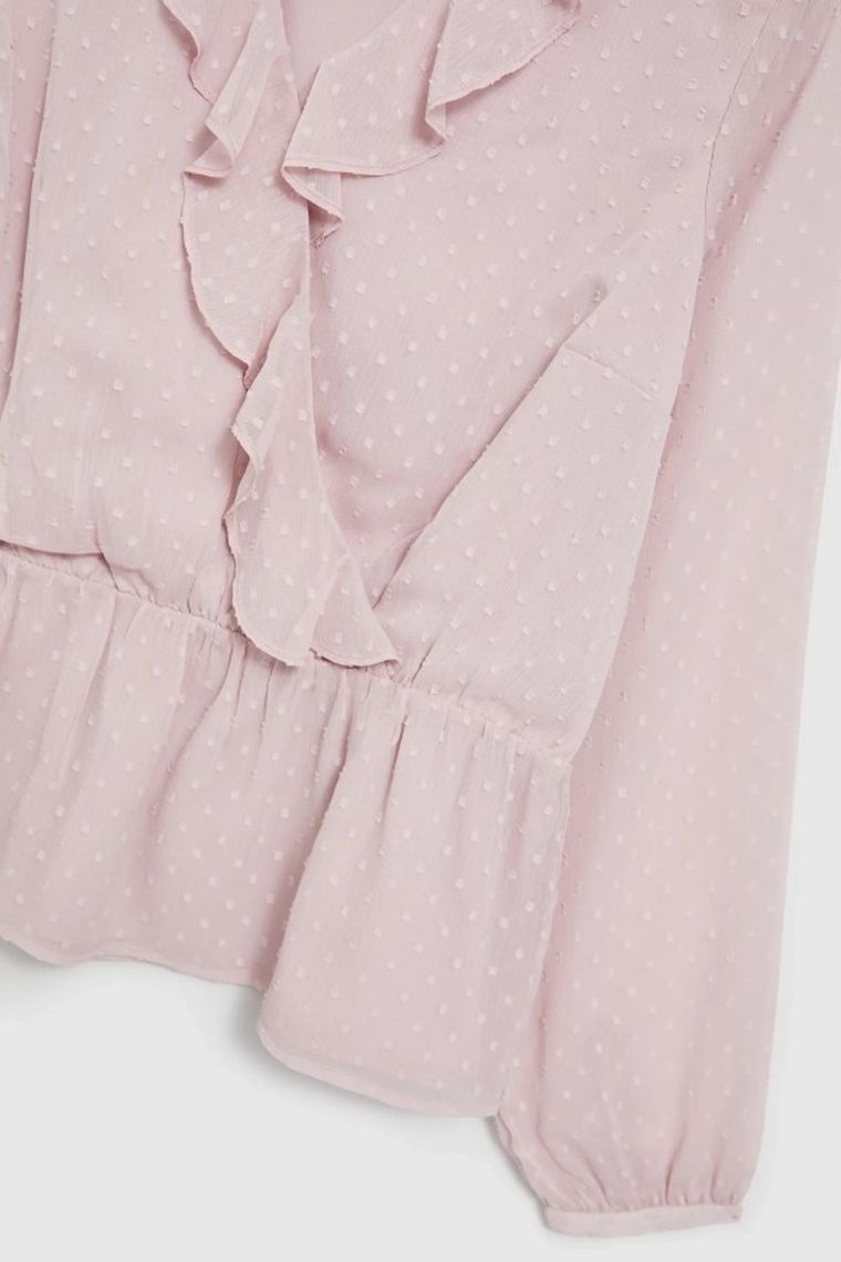 Koszula damska z długim rękawem, różowa, Moodo