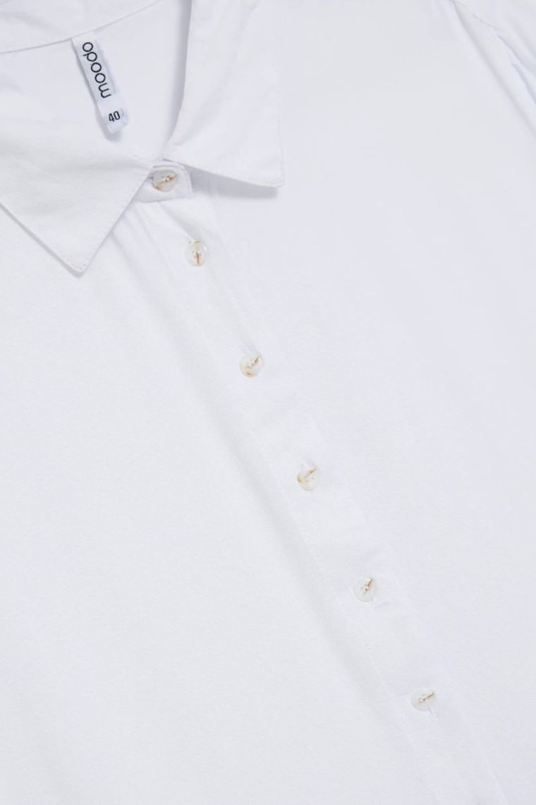 Koszula damska z krótkim rękawem, biała, Moodo