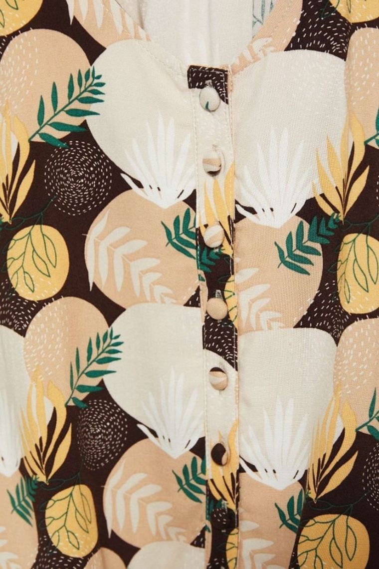 Koszula damska z krótkim rękawem, brązowa, Moodo