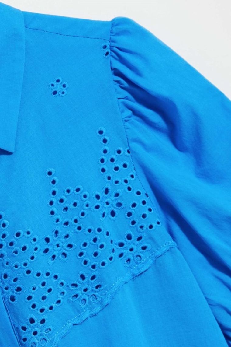 Koszula damska z krótkim rękawem, niebieska, Moodo