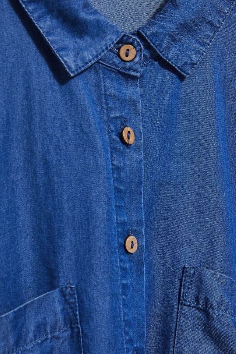 Koszula damska z krótkim rękawem, niebieska, Moodo