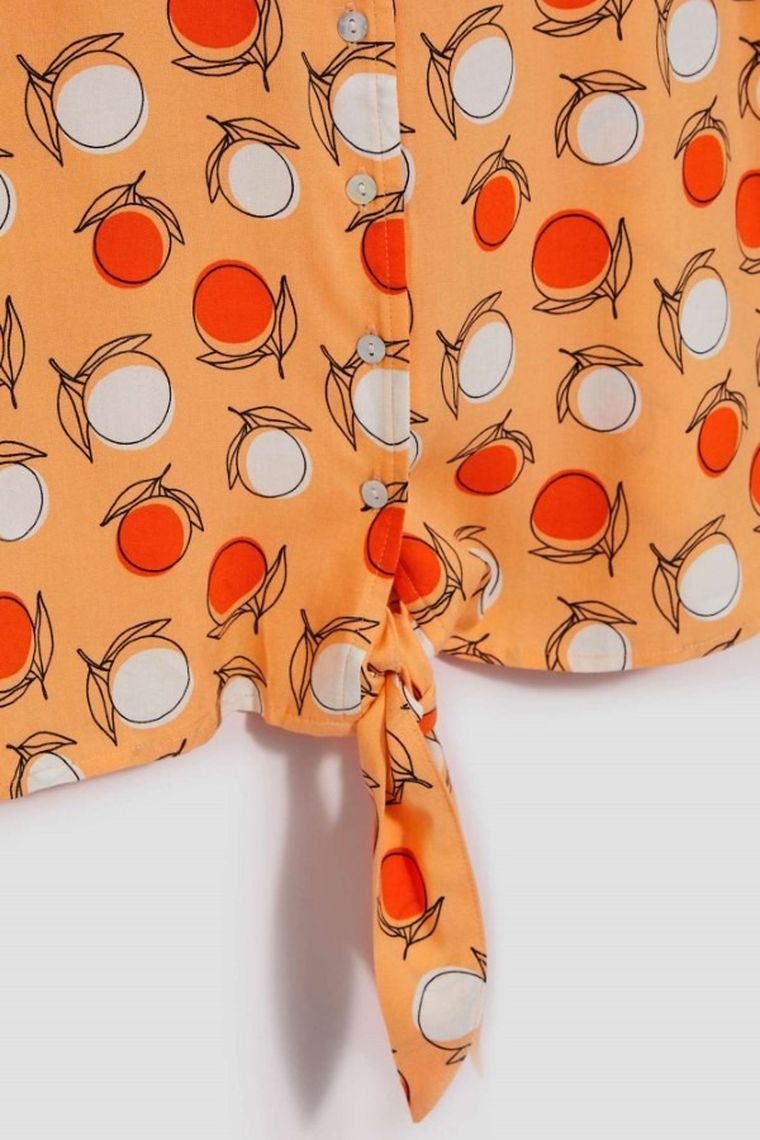 Koszula damska z krótkim rękawem, pomarańczowa, Moodo