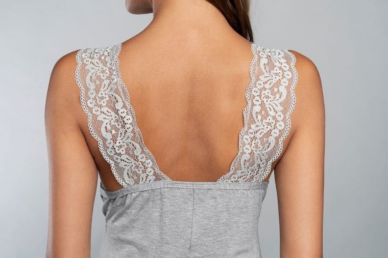 Koszula nocna damska bez rękawów, szara, Samaria, Italian Fashion