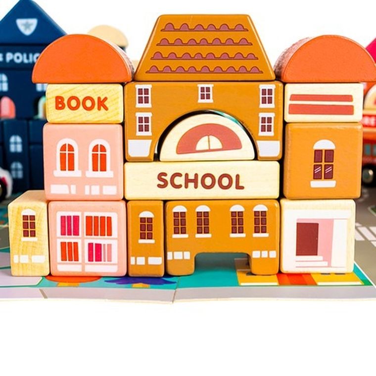 Kruzzel, miasto, klocki drewniane, 115 szt.