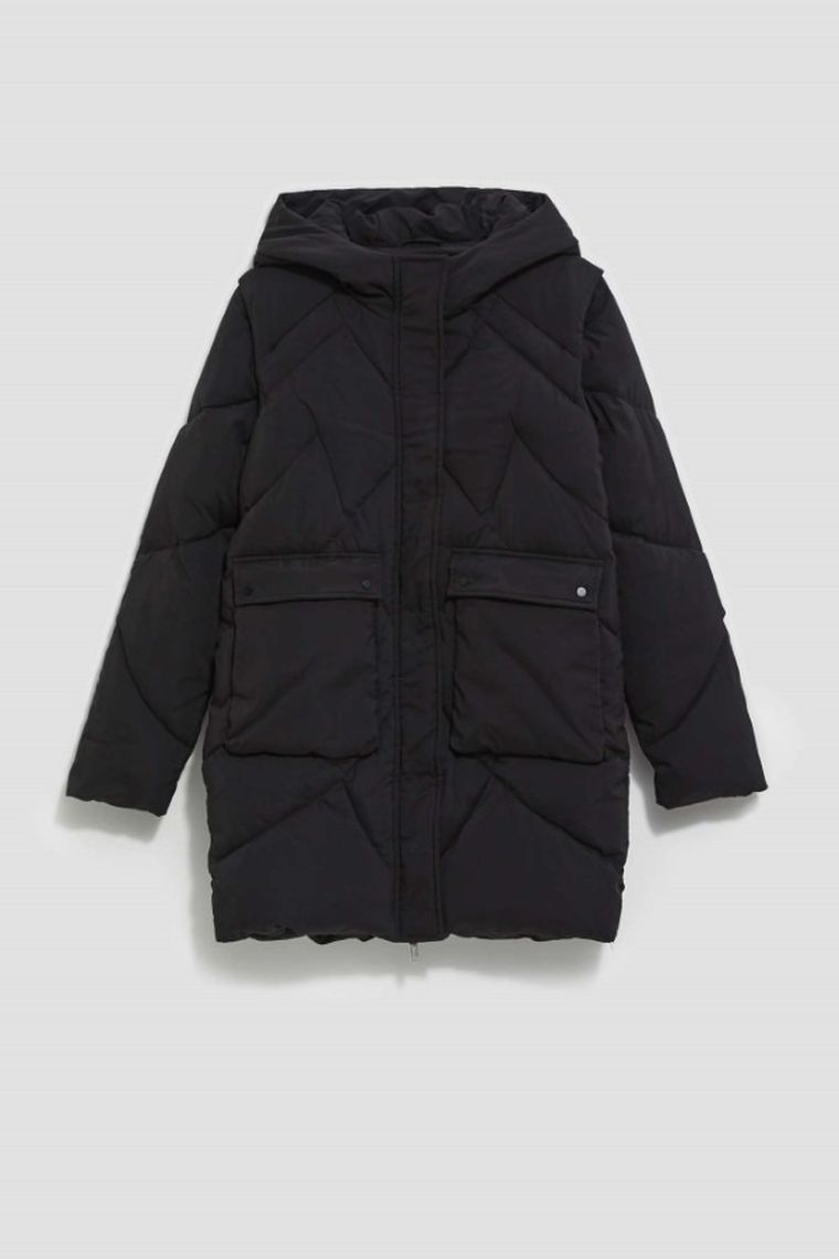 Kurtka damska z kapturem, 2w1, czarna, Moodo