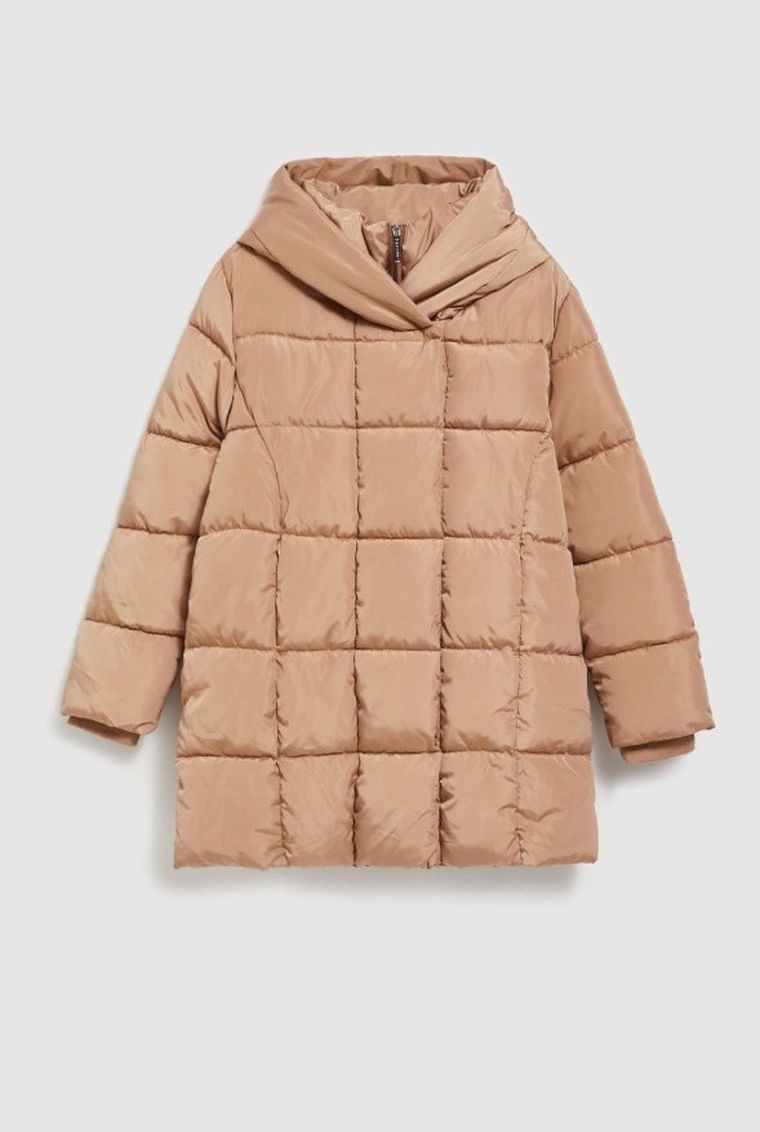 Kurtka damska z kapturem, beżowa, Moodo