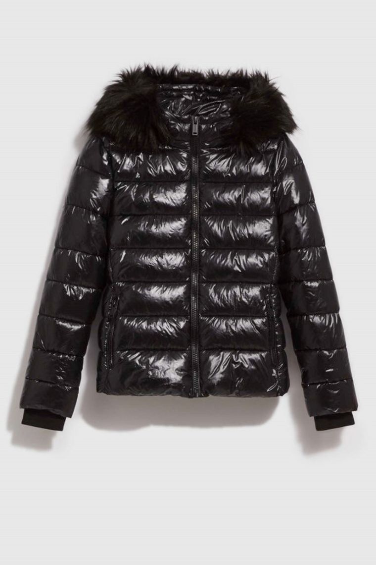 Kurtka damska z kapturem, czarna, Moodo