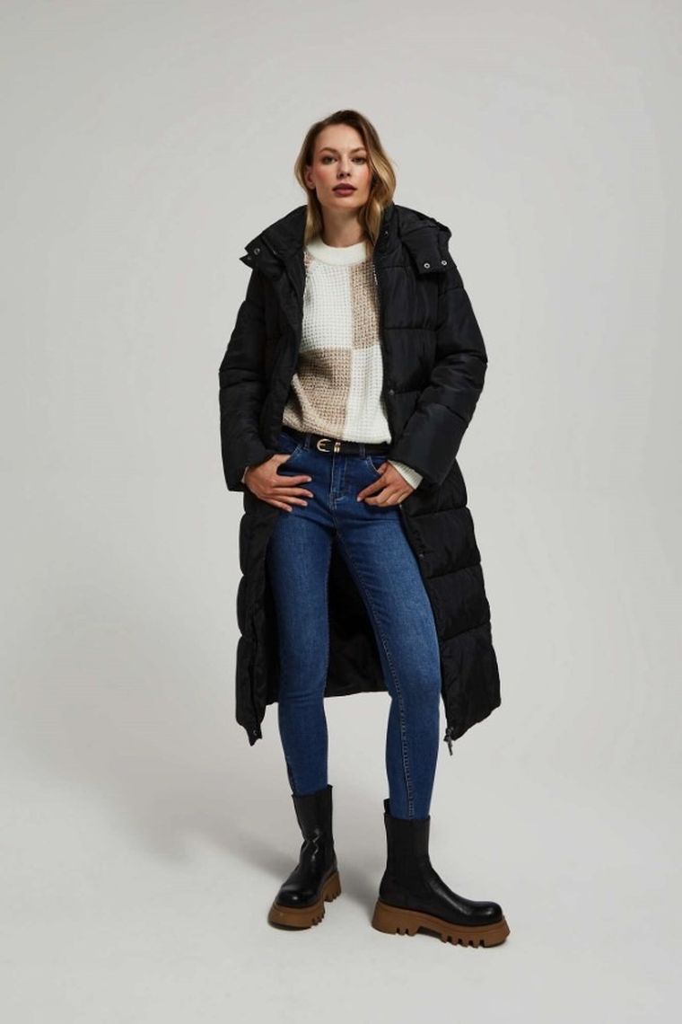 Kurtka damska z kapturem, czarna, Moodo