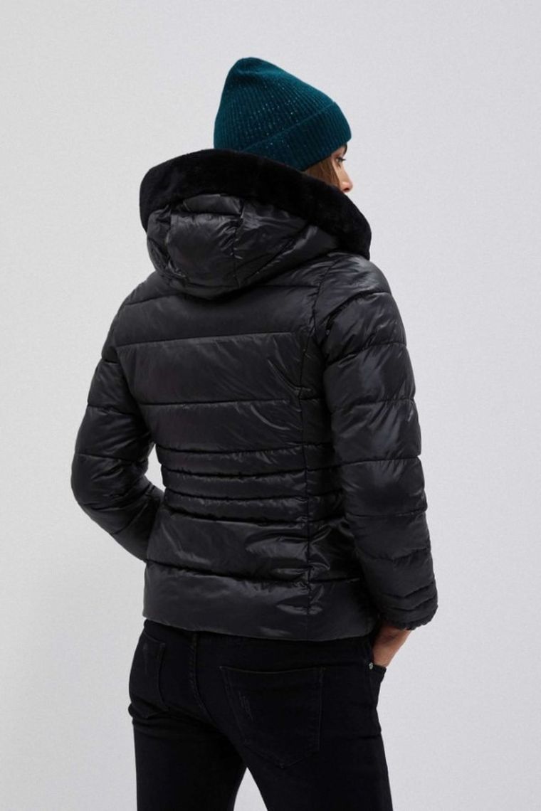 Kurtka damska z kapturem, czarna, Moodo