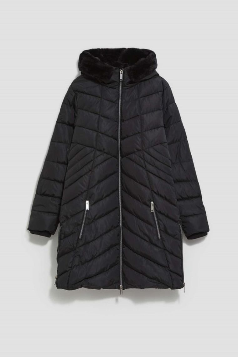 Kurtka damska z kapturem, czarna, Moodo