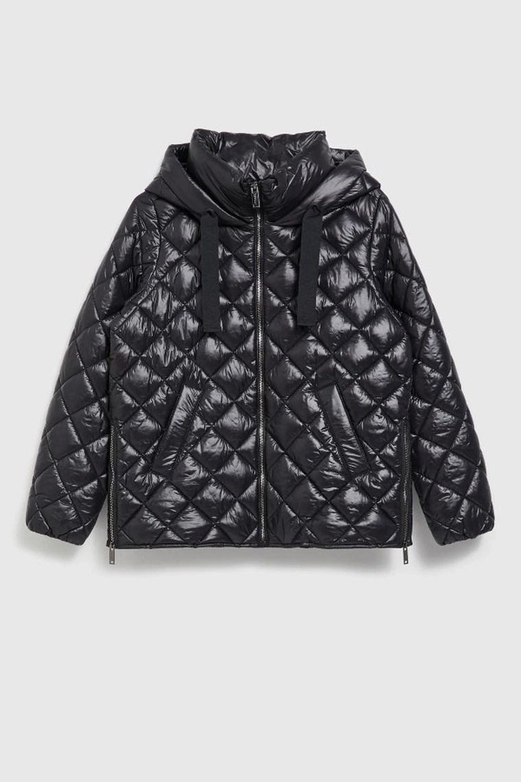 Kurtka damska z kapturem, czarna, Moodo