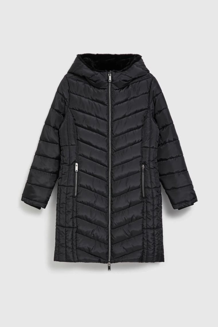 Kurtka damska z kapturem, czarna, Moodo