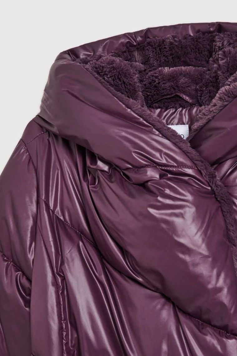 Kurtka damska z kapturem, fioletowa, Moodo