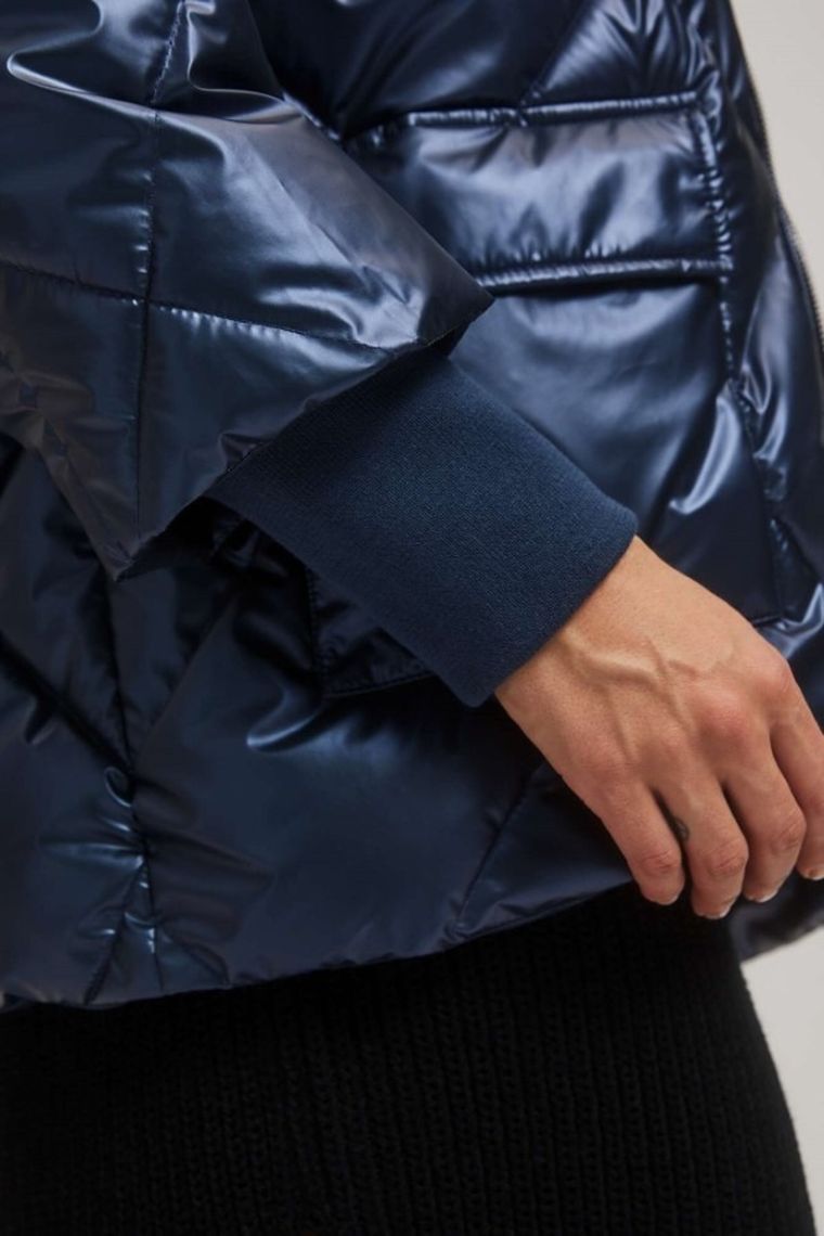 Kurtka damska z kapturem, granatowa, Moodo