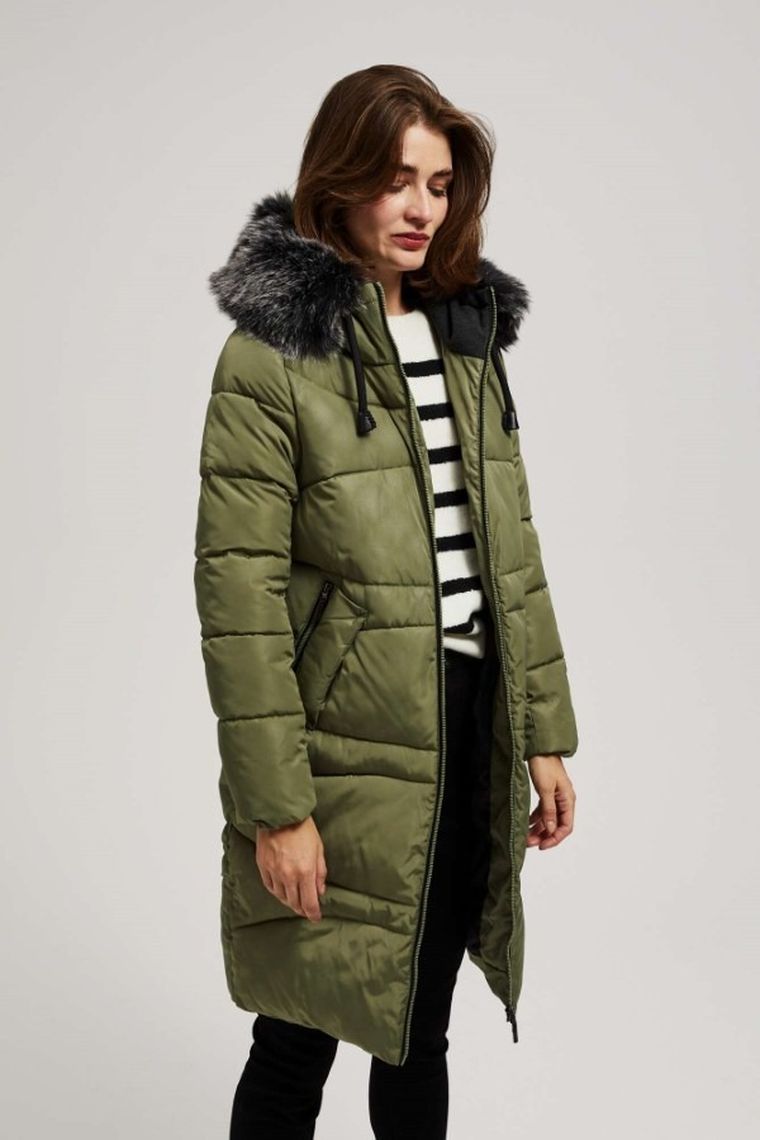 Kurtka damska z kapturem, khaki, Moodo