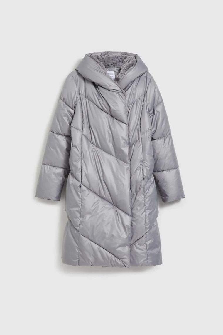 Kurtka damska z kapturem, szara, Moodo