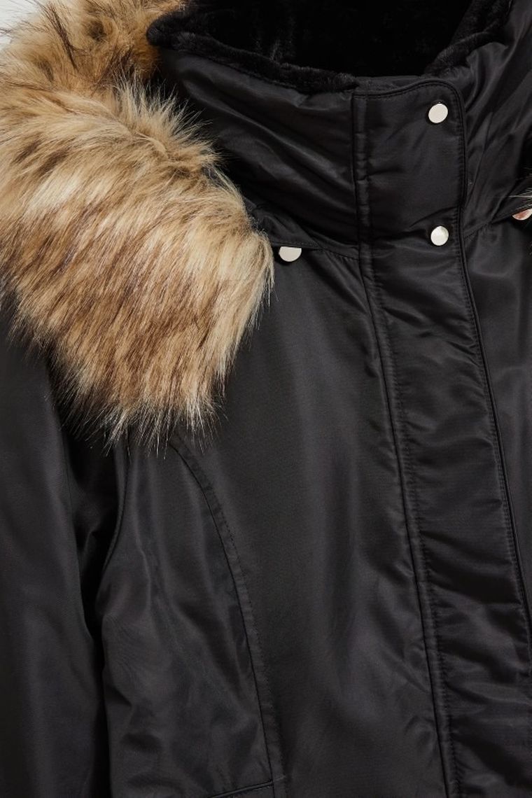 Kurtka damska z kapturem z kapturem, czarna, Moodo