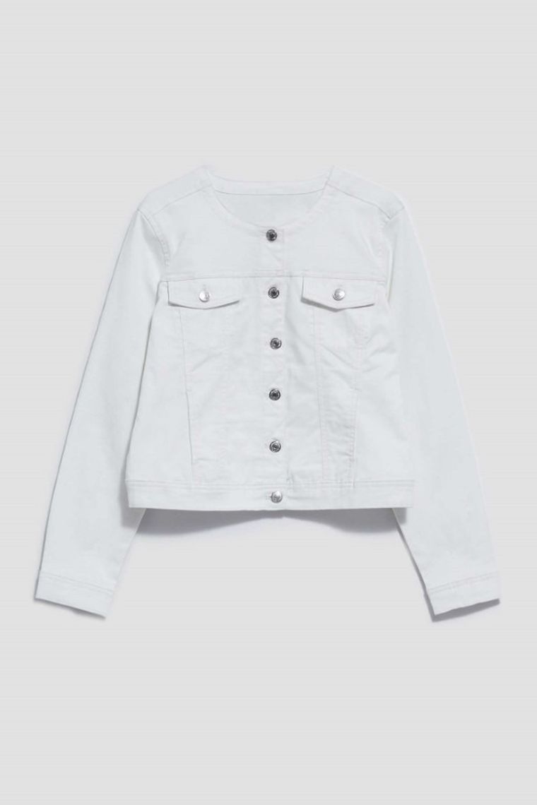 Kurtka jeansowa damska, biała, Moodo