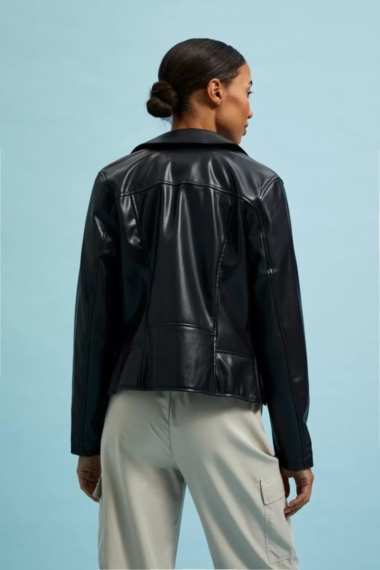 Kurtka ramoneska damska, czarna, Moodo