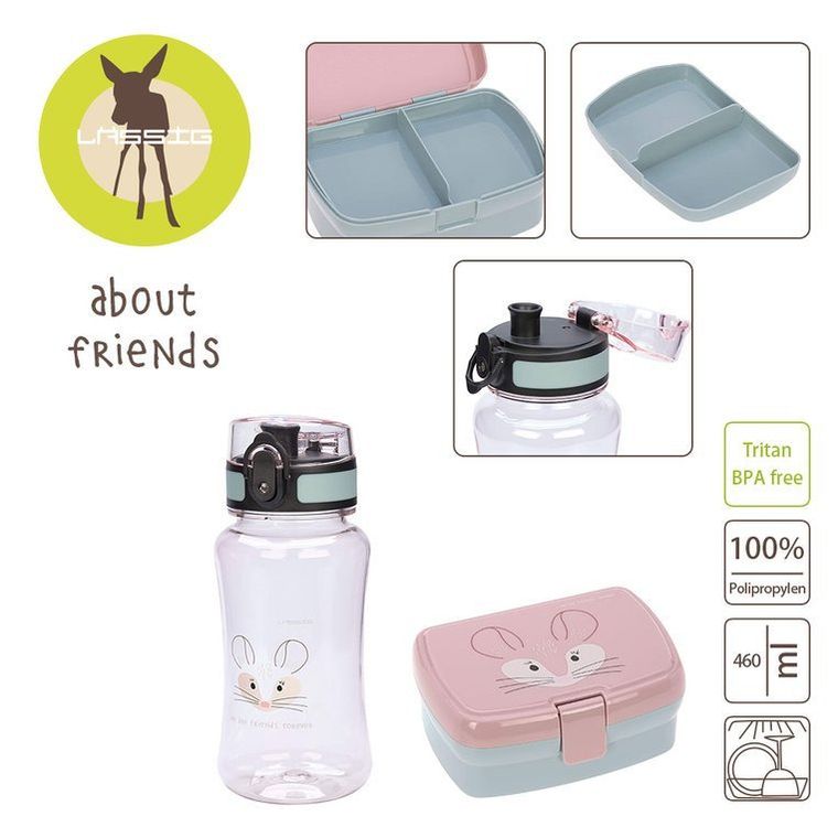 Lassig, About Friends, Szynszyla, zestaw na lunch: lunchbox + tritanowa butelka, 460 ml