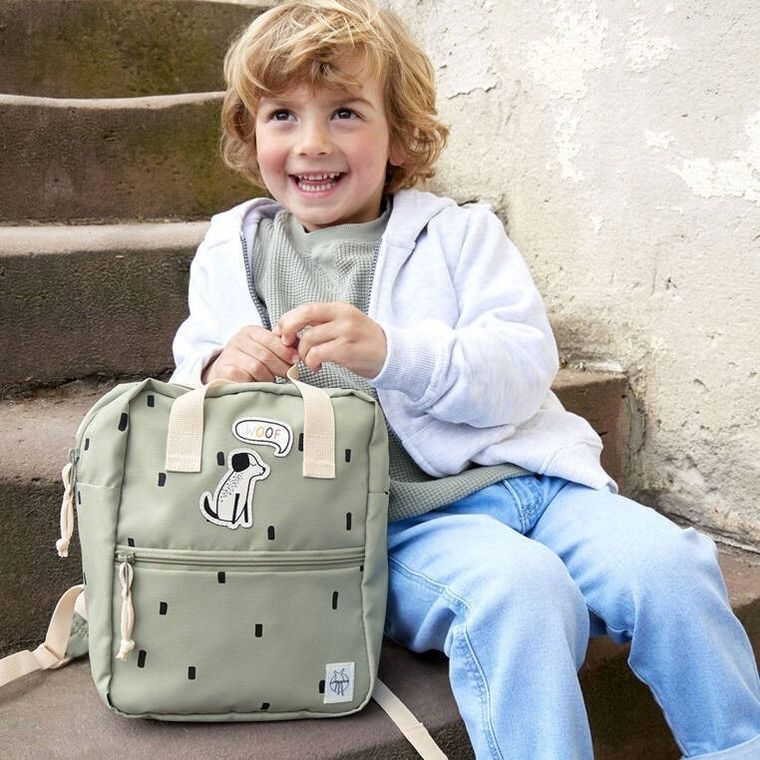 Lassig, Happy Prints, plecak dla przedszkolaka, kwadratowy, oliwkowy