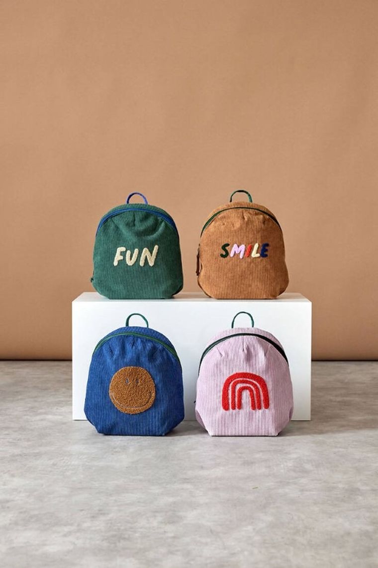 Lassig, Little Gang, Rainbow, plecak dla przedszkolaka, sztruks, lilac