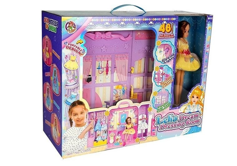 Lean Toys, garderoba z lalką i akcesoriami, 26 cm