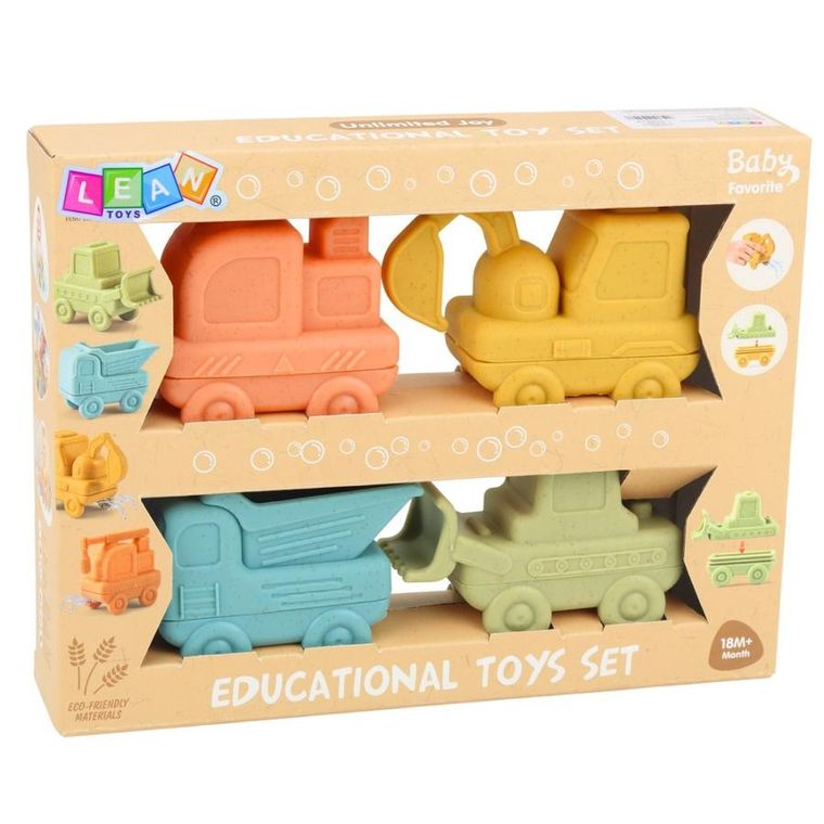 Lean Toys, gumowe pojazdy do rozłączania, zabawka do kąpieli, 4 szt.